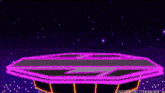 a computer generated image of a purple and black circle with a mountain in the middle .