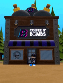 a building with a sign that says coffee n ' bombs