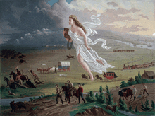a painting of a woman in a white dress with a book