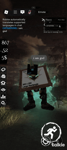 a screenshot of a video game that says i am god on it