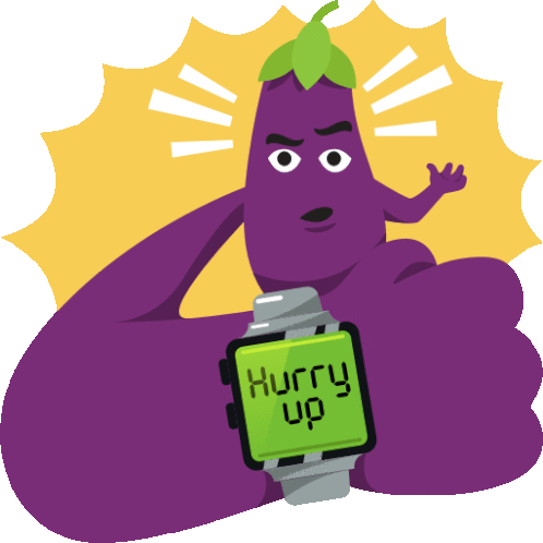 Hurry Up Eggplant Life Sticker - Hurry Up Eggplant Life Joypixels Stickers