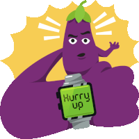 Hurry Up Eggplant Life Sticker - Hurry Up Eggplant Life Joypixels Stickers