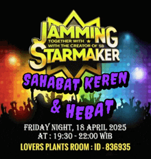 a poster advertising a jamming starmaker event