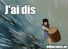 a cartoon of a woman holding a drum and the words " j'ai dis "