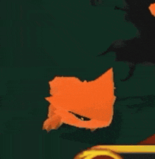 a close up of an orange cat 's paws in a video game with a green background .
