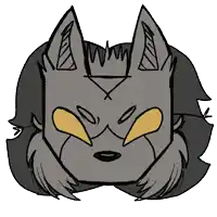 a drawing of a wolf with yellow eyes