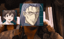 a man with glasses and a girl with braided hair are shown on a screen