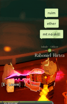 a screenshot of a video game shows a character named raboniel hirtra