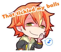 a cartoon of a boy with the words that tickled my balls behind him