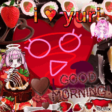 a collage with a heart and the words good morning