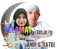 a picture of a man and a woman with the words selamat hari raya idul fitri written above them