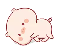a cartoon pig is laying on its back with its tail hanging out