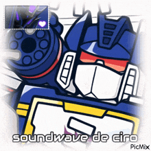 a picture of a robot with the words soundwave de giro