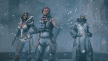 a woman with pink hair is standing in the snow in a cave .