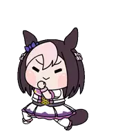 a cartoon drawing of a girl with a ponytail and ears