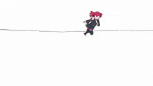 a drawing of a girl with red hair and a black skirt