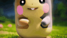 a close up of a cartoon character with a pink nose