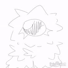 a black and white drawing of a cat 's face with ibis paint in the bottom right corner