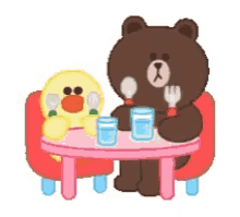dinner brown and cony bear