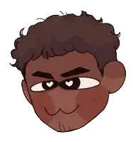 a cartoon drawing of a man 's face with heart shaped eyes