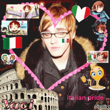 a picture of a man with glasses and the words italian pride on it