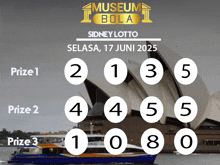 a lottery ticket for the museum bola sidney lotto is shown