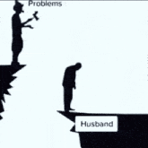 a silhouette of a man and woman standing on a cliff with the words husband wife below them