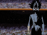 a cartoon character with a bandaged arm is standing in a dark room