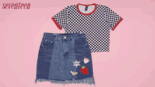 Checkered Shirt Jean Skirt GIF - Checkered Shirt Jean Skirt Sneakers GIFs