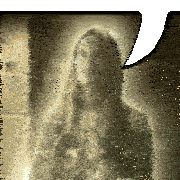 a woman with long hair and a speech bubble above her