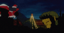 a cartoon scene with a sign that says " merry christmas "