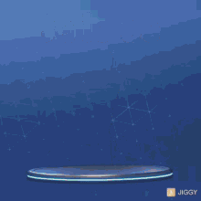 a purple background with a white circle in the middle and a jiggy logo