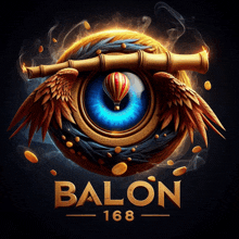 a logo for balon 168 shows a hot air balloon in the center