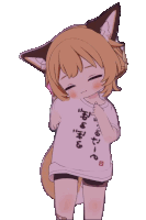 a drawing of a girl with a cat ear and a shirt that says bb