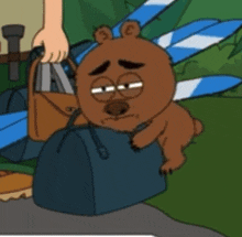 a cartoon of a bear sitting in a bag