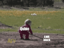 a blurred image of a person with the word qubic on the bottom right