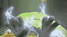 a pixelated image of a person holding a globe