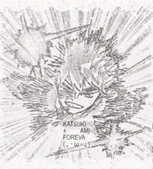 a drawing of katsuki ami foreva giving a thumbs up