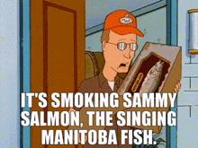 Smoking Sammy Salmon Singing Manitoba Fish GIF