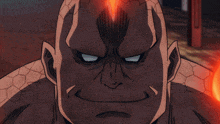 a cartoon character with flames coming out of his arms