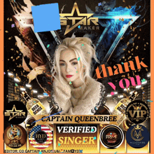 a poster for captain queenbree that says thank you