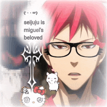 seijuju is miguel 's beloved with a hello kitty icon