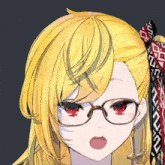 a close up of a girl wearing glasses and earrings