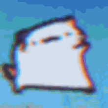 a pixel art of a ghost with a blue background
