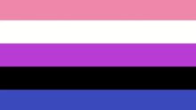 a pink , purple , and black flag with a white stripe on the bottom .