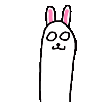 a drawing of a rabbit with pink ears and a mustache