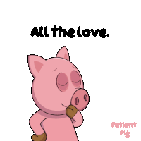 a cartoon pig blowing a kiss with the words all the love