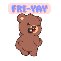a cartoon of a teddy bear that says friday