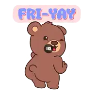 a cartoon of a teddy bear that says friday
