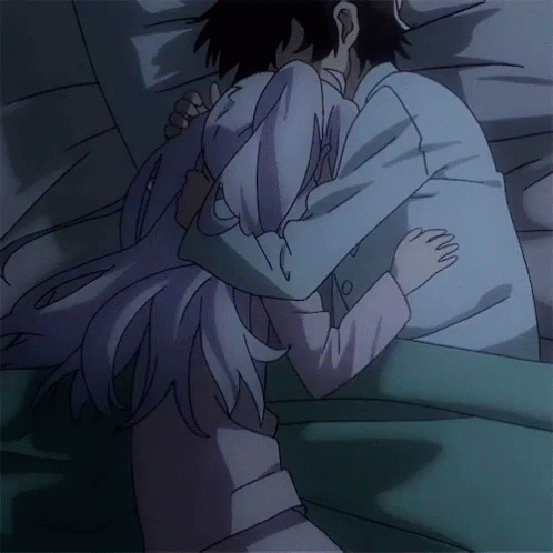 anime couples snuggling